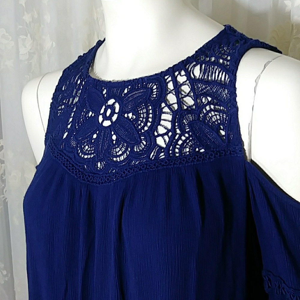 3 for $15 - Lace & Cold-Shoulder Tunic/Dress - Picture 2 of 8